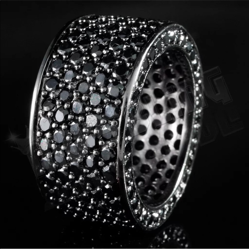 18K Black Gold MICROPAVE CZ Iced Out Men's Ring